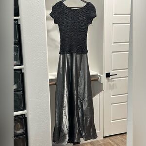 JS Collections Elegant Black and Silver Evening Gown